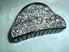 GLAMOROUS AURORA BOREALIS RHINESTONE 3" HAIR CLAW CLIP NWT