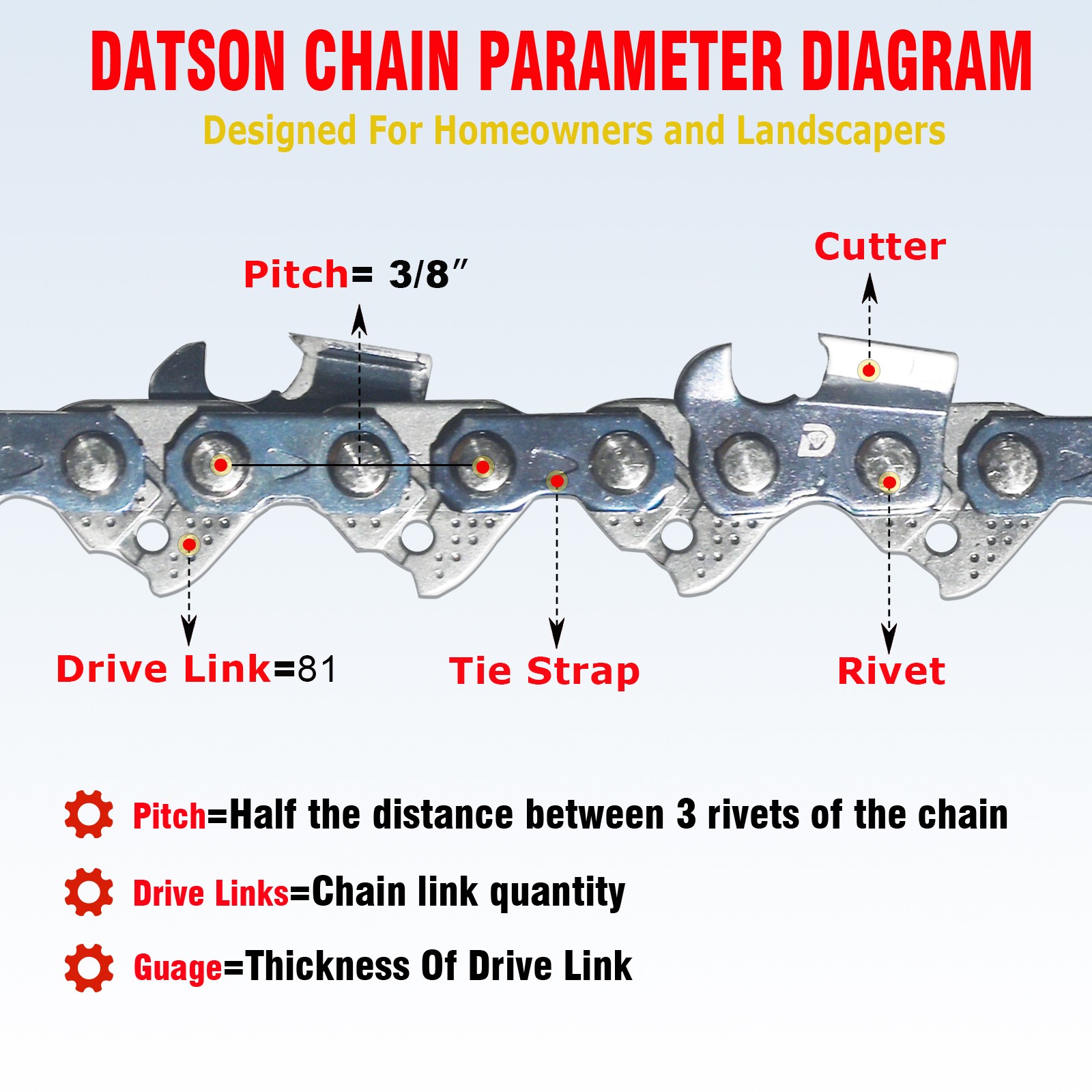 24" Chainsaw Chain 3/8" Pitch .050" Gauge 81DL FOR Echo CS-550EVL,CS-590,CS-600P