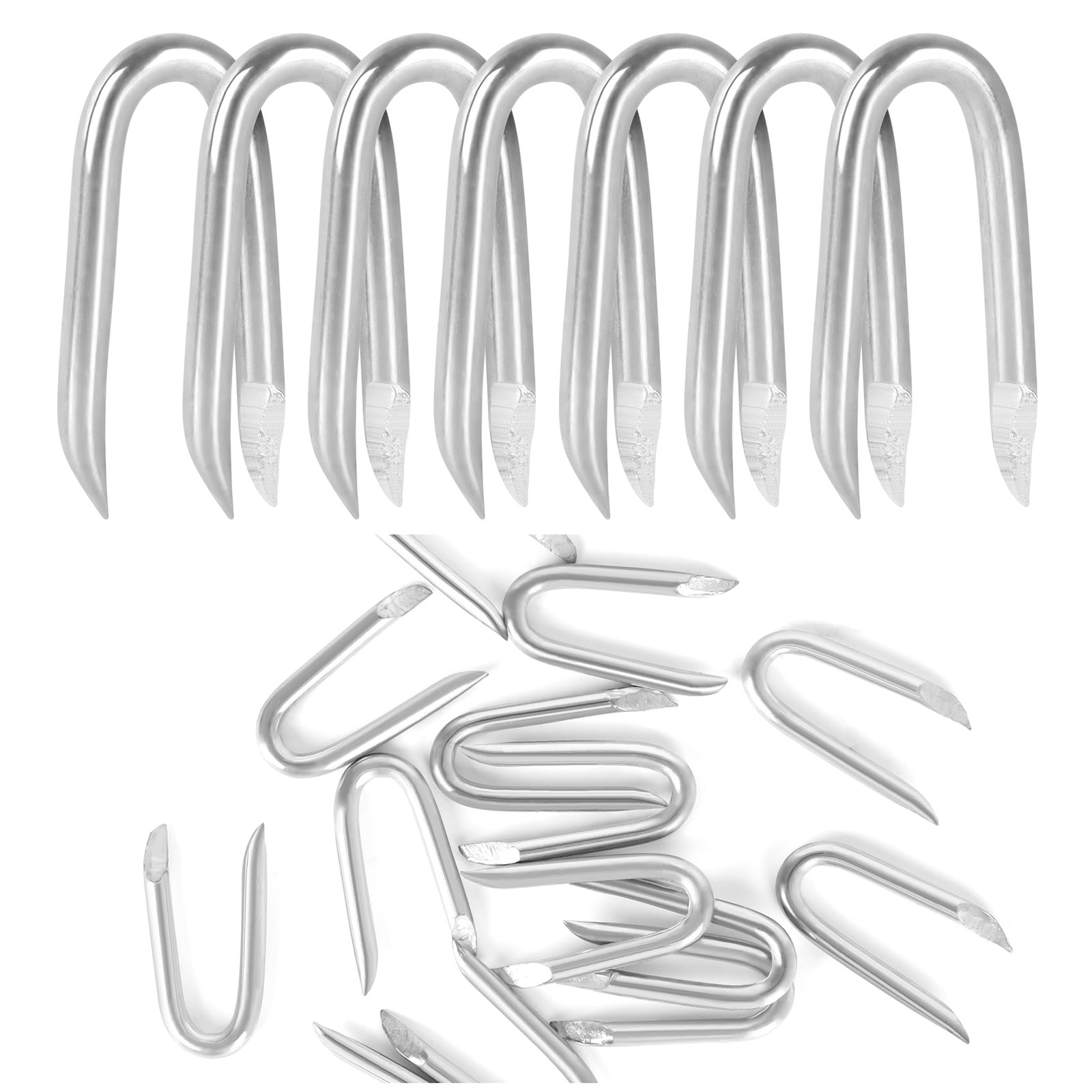 Mellewell 2 Inch Steel Wire Fencing Staples, Galvanized U M3.8 x 50mm, Silver