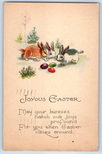 1923 Easter Bunnies Rabbit Eggs Flowers Norwalk Connecticut CT Vintage Postcard