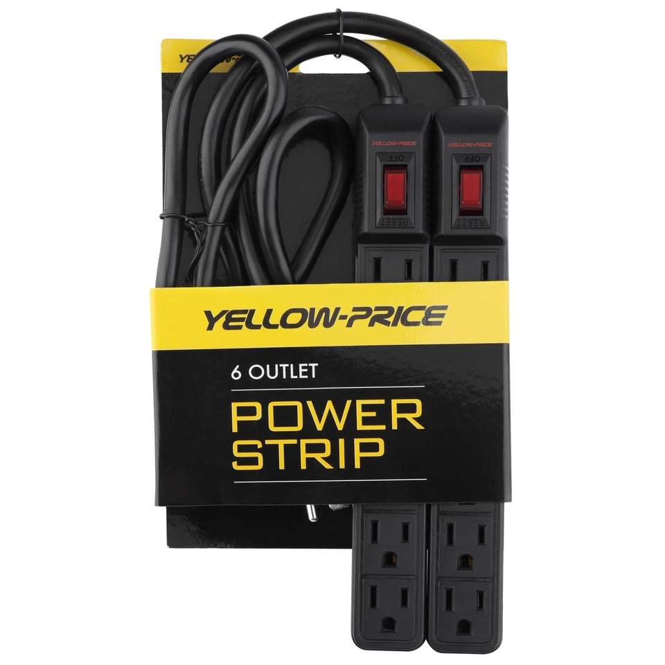 Surge Protector Power Board 6 Way US Port Built ON/OFF Switch Power Strip 4-Pack - Image 2 of 4