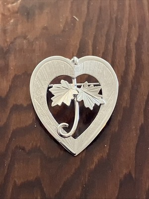 Vintage Maple Leaf Herz .925 Sterlingsilber Anstecknadel 1'' MCM Lamode/Boyd Bond?