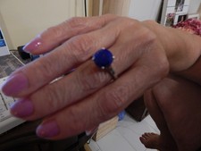 womans rings sterling silver Size 8 Lapis Solitaire R-6 