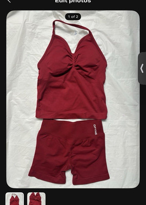 DFYNE Red Women's 2-Piece Activewear Set V-Neck Tank Top & Shorts S