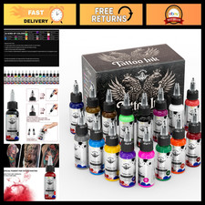 16 Color Tattoo Ink Set 1oz 30ml - High Saturation Smooth Flow Pigments for Ar