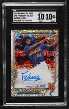 2021 Bowman Chrome Prospects Speckle Refractor Freddy Valdez SGC 10 GEM Auto ya6