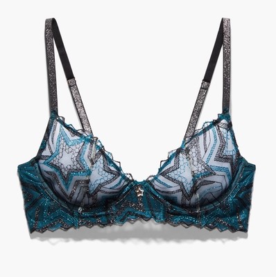NWT 36C Savage x Fenty Shining Star Embroidered Unlined Demi Bra NEW