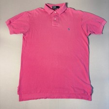 Polo Ralph Lauren Mens Pink Short Sleeve Pique Polo Shirt Made in USA Size M