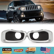 Front Bumper Fog Light Cover Bezel Left+Right Side For 2015-2018 Jeep Renegade