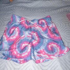 art class Girls Bermuda Shorts Tie Dye Pink Blue White Size M 8 Drawstring