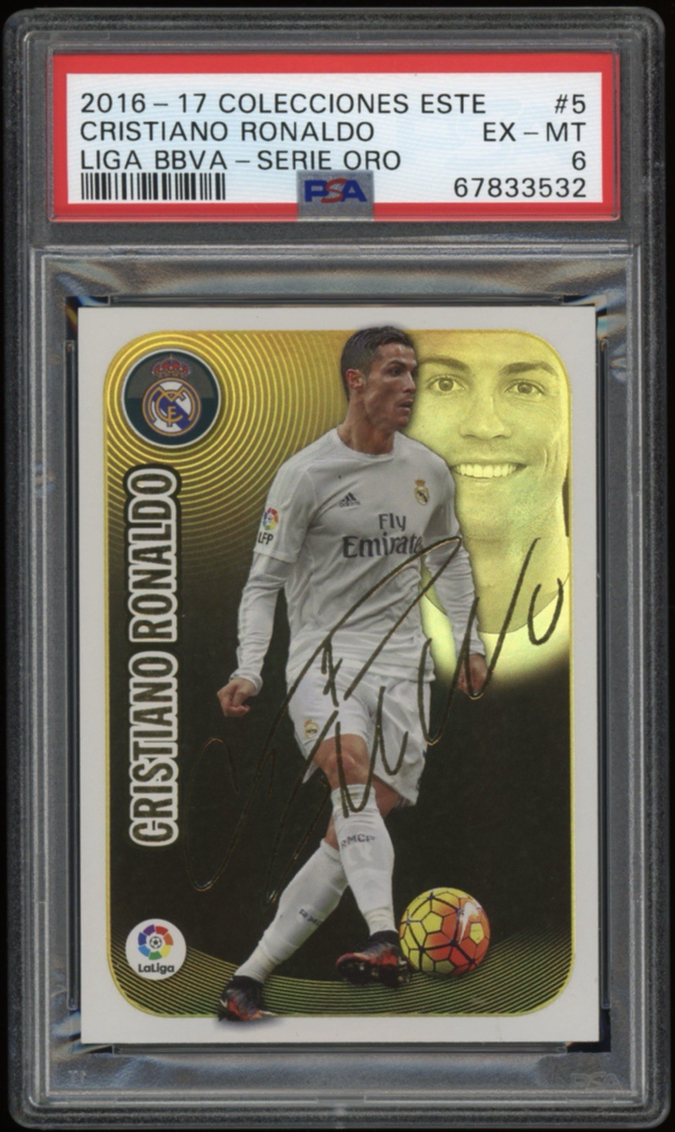 Cristiano Ronaldo 2016-17 Panini Colecciones Este LIGA BBVA Auto PSA 6 EX-MT