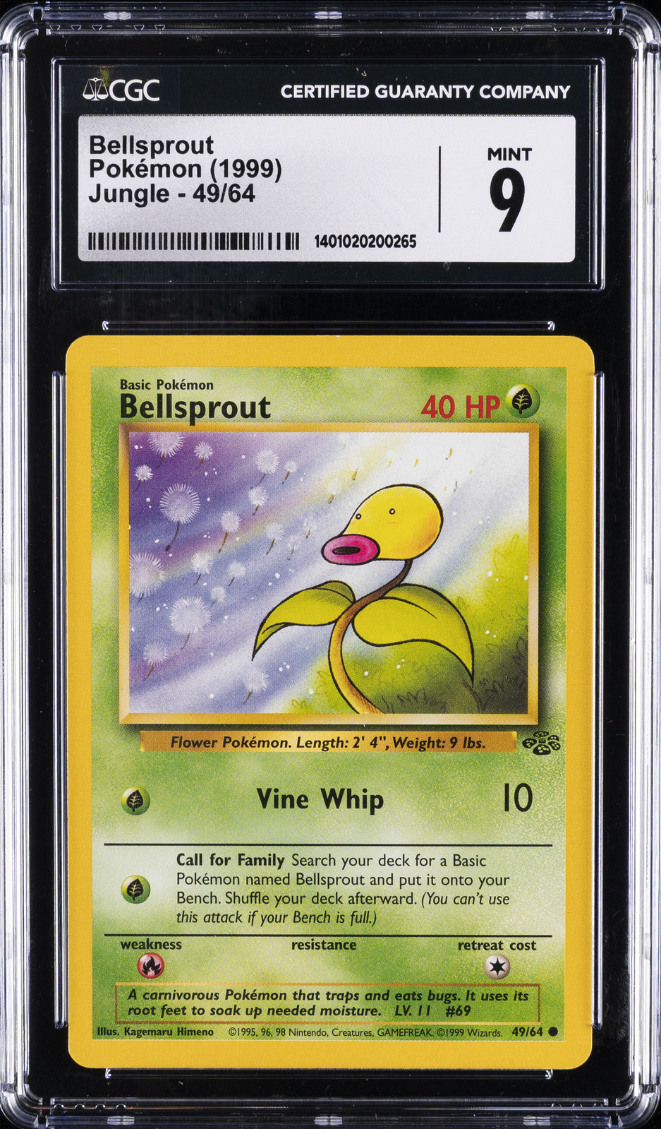1999 POKEMON JUNGLE #49 BELLSPROUT CGC 9 - Main Image