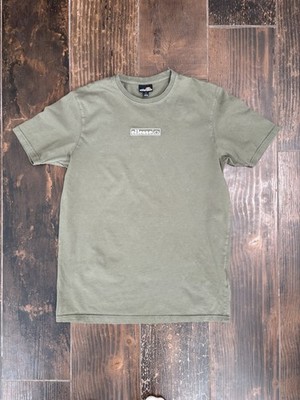 Ellesse Bamboo Logo T-Shirt L Olive Green Short Sleeve Crew Neck Athletic Tennis