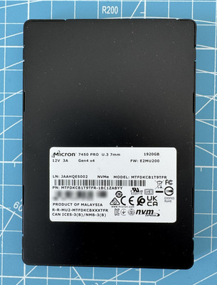Micron 7450 PRO 1.92TB U.3 NVMe PCIe Gen4 SSD (MTFDKCB1T9TFR)