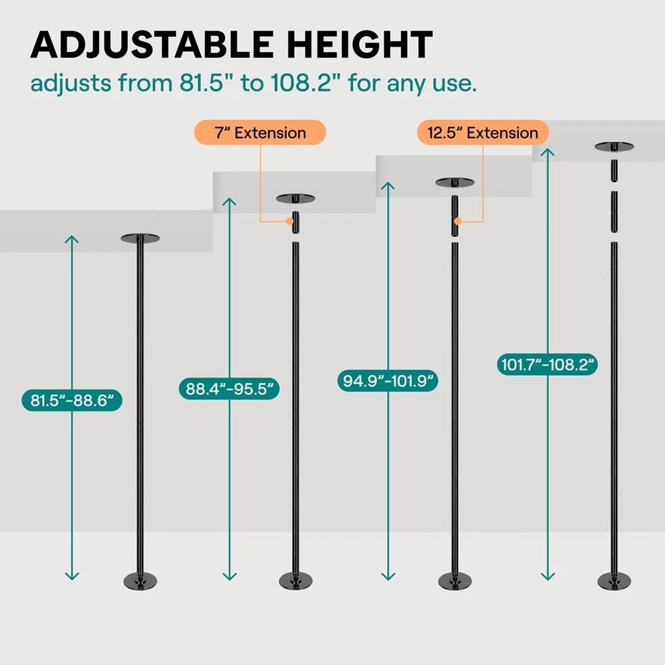 SereneLife Profesional Spinning Dancing Pole - Portátil y Extraíble Fitness Pole Foto 3 de 4