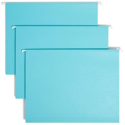 Sturdy Aqua Blue File Folders, 1/5-Cut Tabs