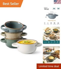 Stackable 14oz Ceramic Soup Crocks Set of 4 - Perfect for Modern Entertaining