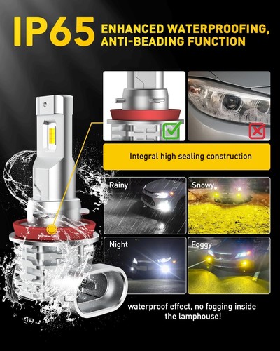 H11 Switchback LED Fog Light Bulbs - 6500K White & 3000K Yellow - Pack of 2 - Picture 8 of 9