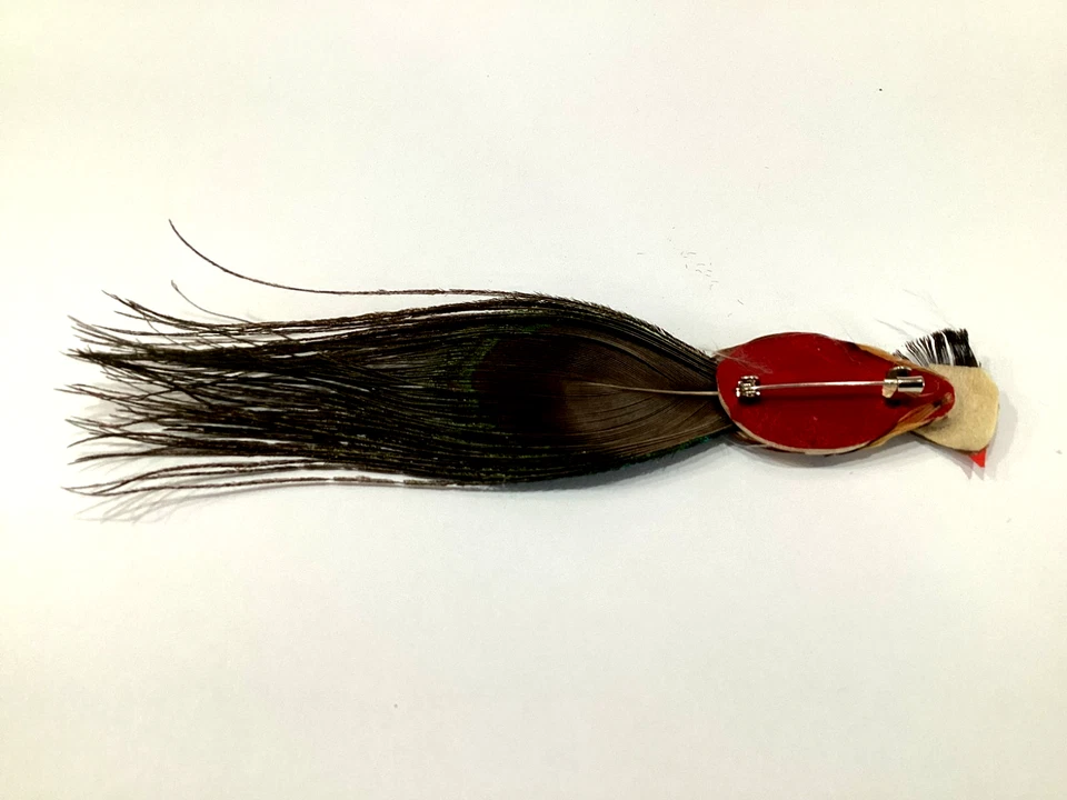 PIN BROCHE PLUMA PAVO REAL HECHO A MANO 5,5x 1,5 Foto 4 de 4