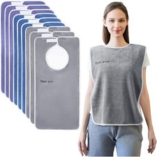 Wuwahold 9 Pack Adult Bibs Microfiber Soft Eating Cloth for Adults Disabled Adju