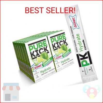 PURE KICK Hydration Singles to Go Drink Mix, Sonic Limeade, Includes 12 Boxes wi