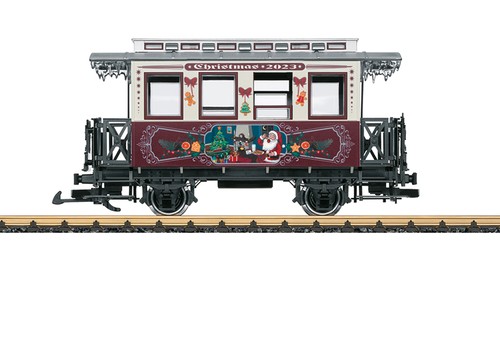 LGB G Scale 36023 2023 Carro De Navidad (Crema, Rojo, Plata, Escena De Santa) | Zustand: Nuevo