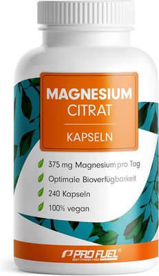 ProFuel Magnesiumcitrat 240 Kapseln Mit 375 Mg Magnesium Citrate Für 80 Tage