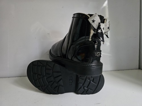 UGG Australia Lynde UK 9 EU 27,5 LACKLEDER KINDER MÄDCHEN SCHWARZ SCHLEIFE STIEFELETTEN - Bild 16 von 17