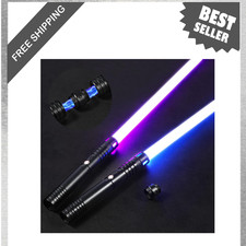 Kids Light Saber Duel Set, Metal Handle, 20 Color Changes, 4 Modes, 2 in 1 Light