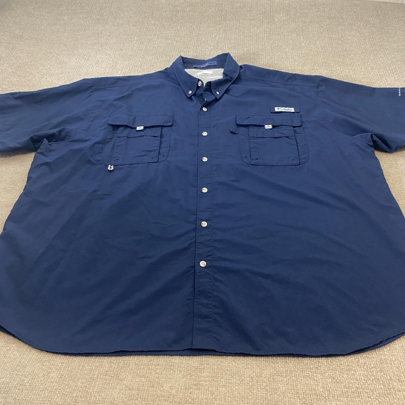 Columbia PFG Bahama Shirt Mens 4XL Blue Omni-Shade Short Sleeve Fishing Vented