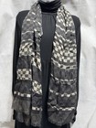 Louis Vuitton Silk Blend Black Gray Checker  Large Neck Scarf Shawl Wrap 27”x63” — photo 1