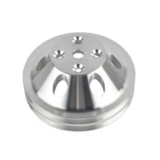 Polished Aluminum 2 Grooves LWP Long Water Pump Pulley For SBC Chevy 350 383 400