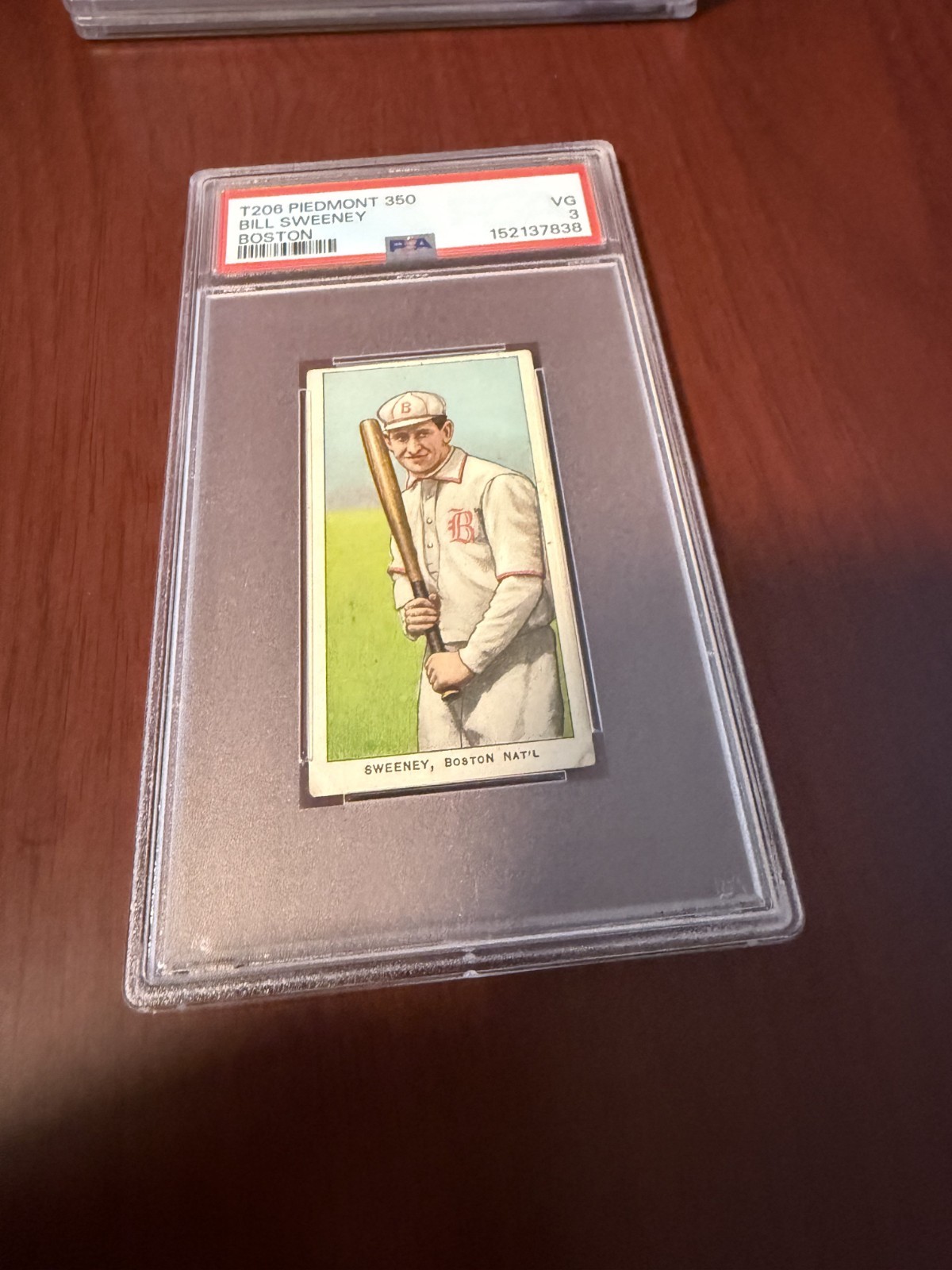 1909-11 T206 Piedmont 350 Bill Sweeney Rookie Card Boston. PSA 3 view 1