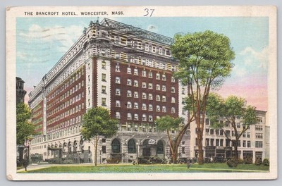 Vintage Bancroft Hotel Worcester MA Postcard 1937 Perkins & Butler
