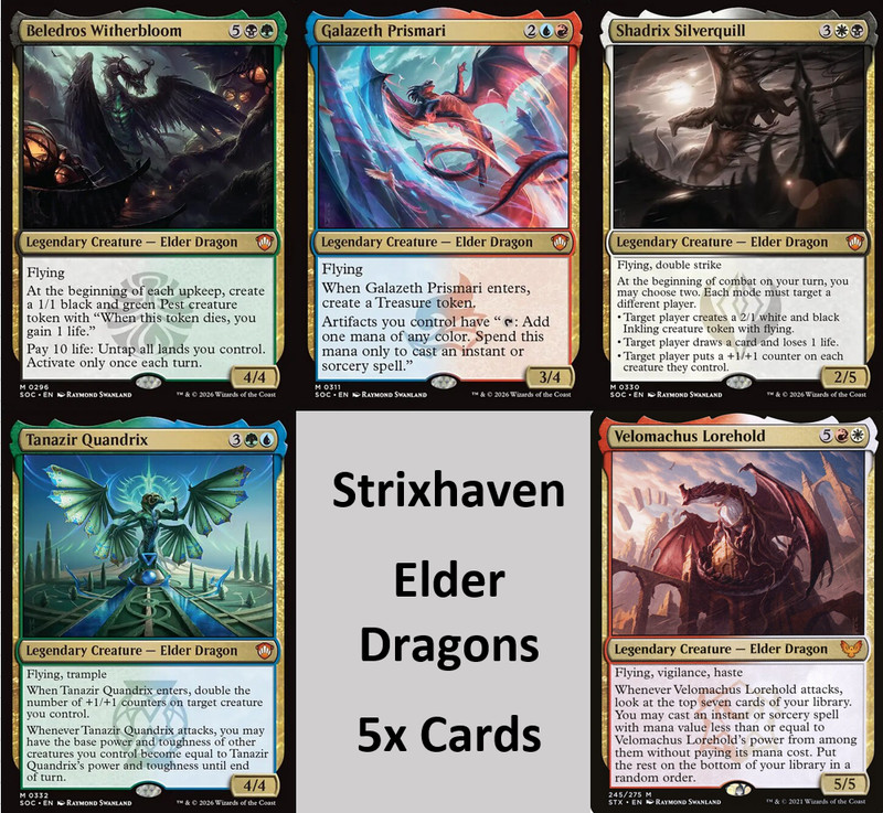 Strixhaven Elder Dragons 5x Cards - Full Set Commander - Magic MTG Mythic
