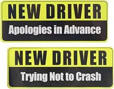 2PCS Reflective Funny Car Magnet Sticker, New Driver Magnetic Automotive Exterio