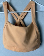 Orange Sports Bra Criss Cross Back Straps Activewear Gym Yoga Pilates Top