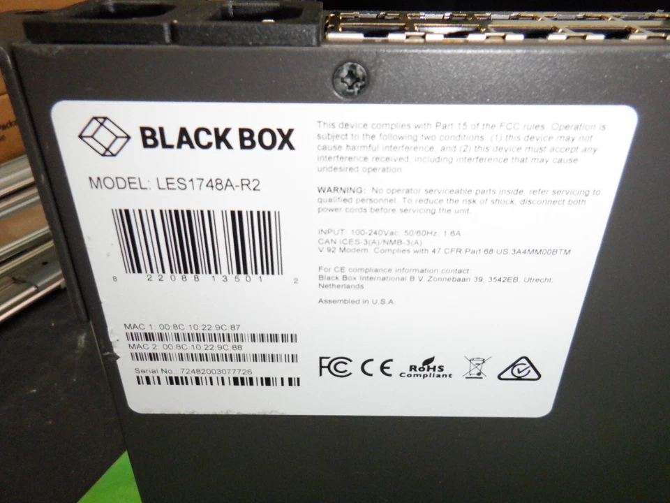 Black Box LES1700 Series Console Server 48-Ports Dual P/S LES1748A-R2 - Image 4 of 4