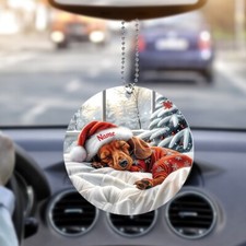 Personalized Dachshund Dog Christmas Ornament, Dachshund Sleeping Ornament Gift