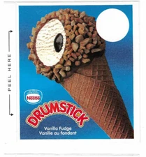 Nestlé Drumstick Vanilla Fudge Cone, Ice Cream Truck Decal/Sticker 4 1/2"X5 1/4"
