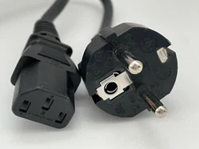 Desktop PC 3-Prong AC Computer Power Cord Type F Plug EU Europe 8" Long