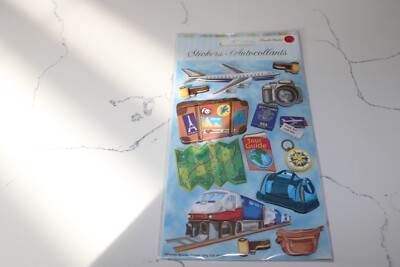 Punch Studio Dimensional Sticker Train Luggage Map Plane Ticket Scrapbooking Art