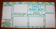 Baby boy scrapbook pages 2 each 12 x 12 handmade "Sweet Baby Boy" assembled