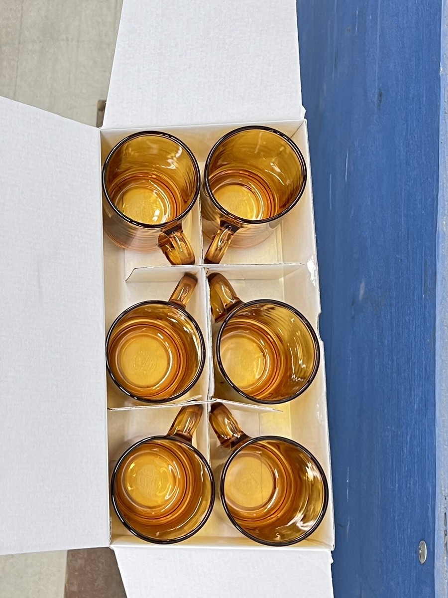 Supreme Duralex Glass Mugs Set of 6 Amber IN HAND SHIPS FAST