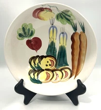 Vintage Hand Painted Ceramic Vegetable Motif Serving Bowl 9"