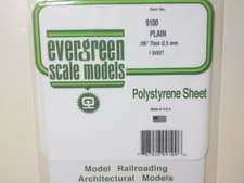 Plain White Sheet 6" x 12" .100" Thick Evergreen Scale Models Plastic 9100