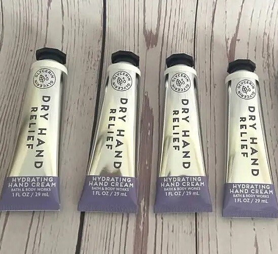 4 Bath & Body Works DRY HAND RELIEF Glycerin Travel Size Hand Cream 1fl