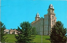 Manti Temple Utah Mormon Temple UT Postcard PM Cancel WOB Note VTG Koppel 8c