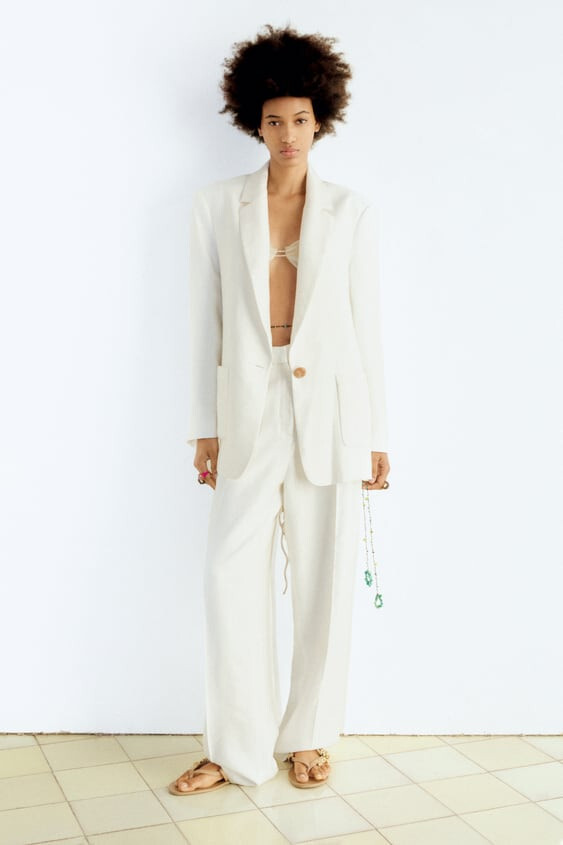 NWT ZARA WOMEN'S OVERSIZED BLAZER JACKET WHITE SIZE XS 2990
