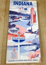 Vintage Standard Oil Division of American Oil Map of Indiana (r)